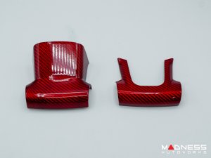 FIAT 500 Steering Wheel Trim Set - 2 pieces - Bottom Trim - Carbon Fiber Red Pearl Finish